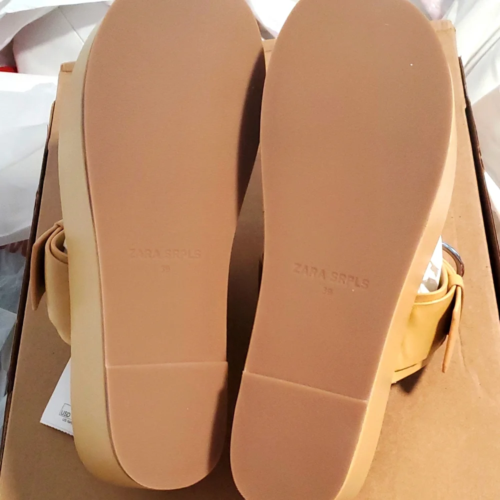 Zara Spiral Limited Edition Collection Leather Wedge Sandals NWT
